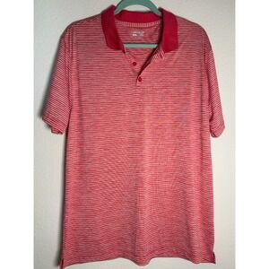 Bcg Golf Polo Shirt Mens XL Red White Stripes Moisture Wicking Short Sleeve